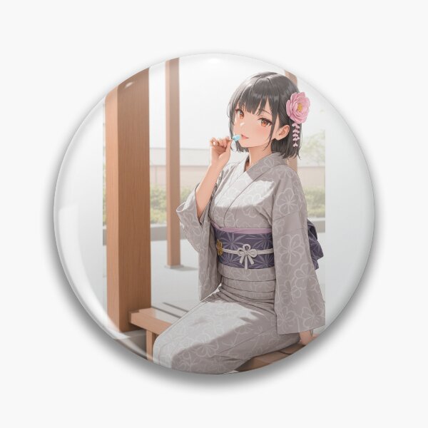 Item preview, Serene Summer Moments - Anime Girl in Traditional Japanese Yukata designed and sold by JapaneseArtAI.