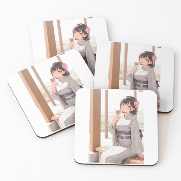 Item preview, Serene Summer Moments - Anime Girl in Traditional Japanese Yukata designed and sold by JapaneseArtAI.