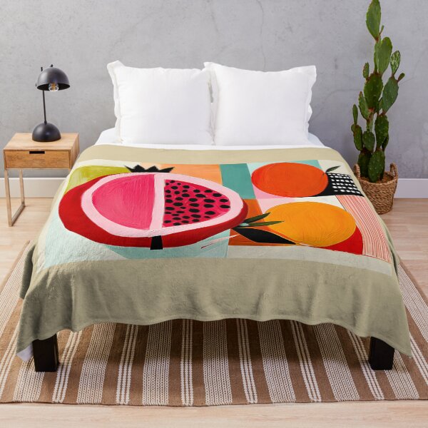 Item preview, Pomegranate and Orange Harvest in Bold Abstract Colors with Contemporary Fruit Kitchen Wall Art designed and sold by OlfactoART Studio.
