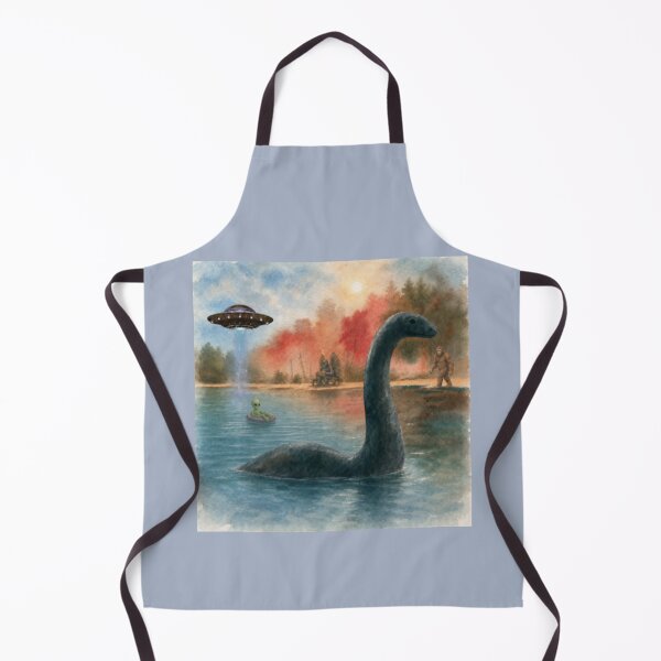Item preview, Cryptid Lake Scene – Nessie, UFO, Alien, Mothman & Bigfoot designed and sold by darametzgerart.