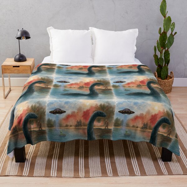 Item preview, Cryptid Lake Scene – Nessie, UFO, Alien, Mothman & Bigfoot designed and sold by darametzgerart.