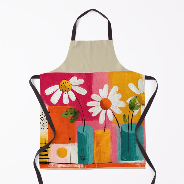 Item preview, Cheerful Daisy Bouquet in Geometric Vases with Bold Abstract Floral Contemporary Wall Art designed and sold by OlfactoART Studio.