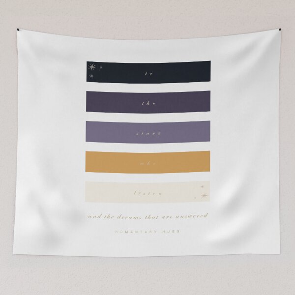 Item preview, ‘Stars who Listen, Dreams Answered’ Quote Romantasy Hue Palette Special Edition Calligraphy Artwork designed and sold by The Colourful Game.