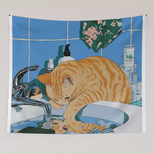 Item preview, Orange Cat Playing With Water designed and sold by Design Atlas.