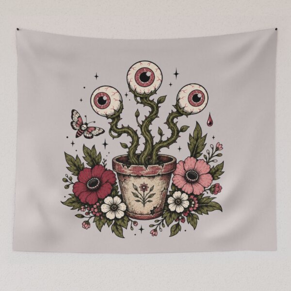 Item preview, Eyeball Flowers in a Chipped Vintage Pot designed and sold by darametzgerart.