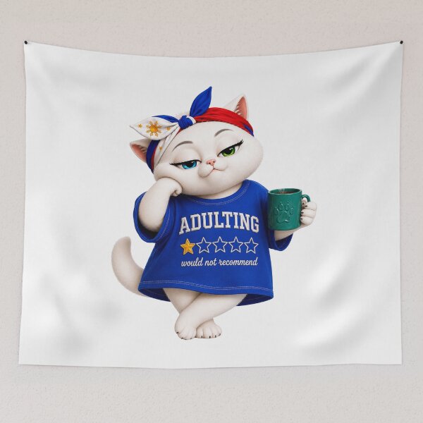 Item preview, Adulting not recommended cat designed and sold by SHARAMDARA.