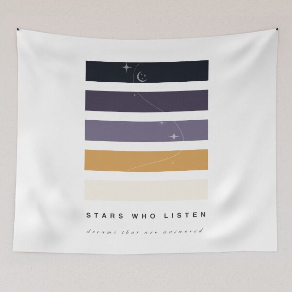 Item preview, ‘Stars who Listen, Dreams Answered’ Quote Romantasy Hue Palette Special Edition Graphic Artwork designed and sold by The Colourful Game.
