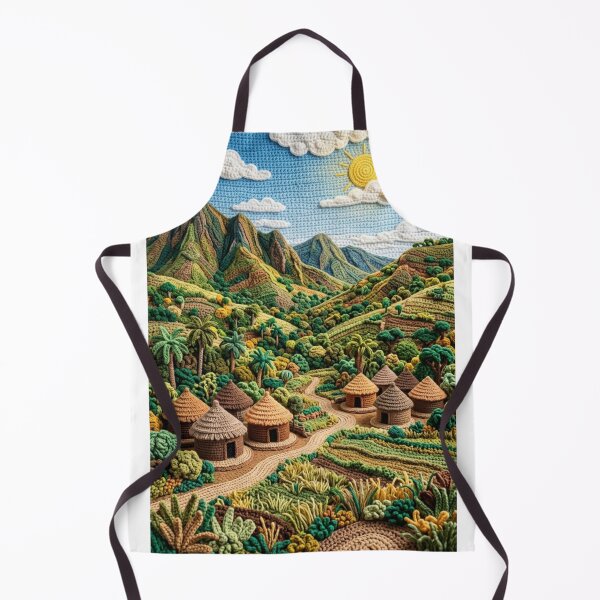 Item preview, EPIC CROCHET LANDSCAPE: RURAL VILLAGE AND YARN MOUNTAINS - TEXTILE ART designed and sold by Curiosiart.
