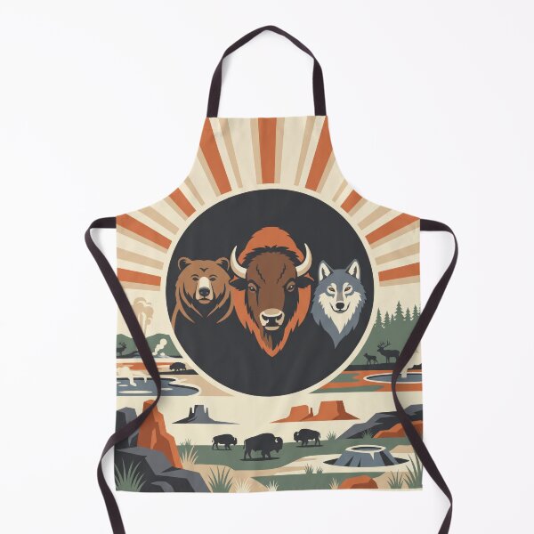 Item preview, Yellowstone Bison And Predators - Geyser Basin Flat Illustration designed and sold by ZUMERI.