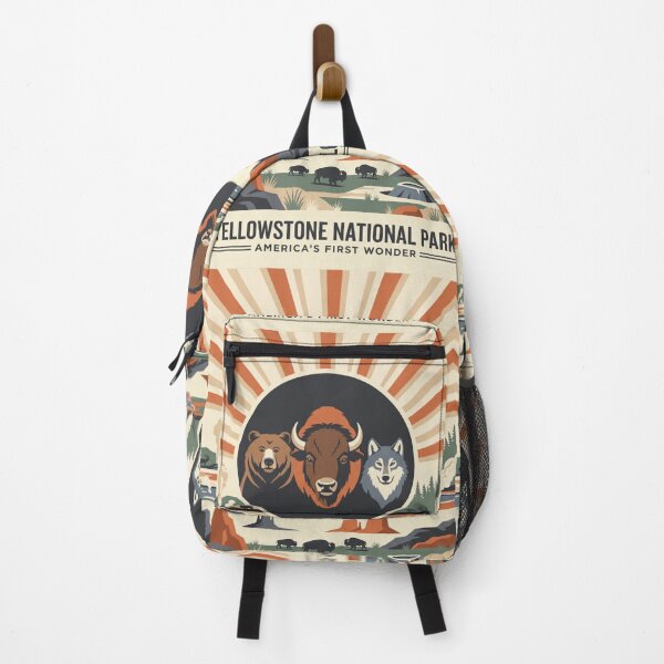 Item preview, Yellowstone Bison And Predators - Geyser Basin Flat Illustration designed and sold by ZUMERI.