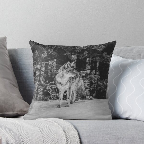 Item preview, Wild Coyote in Winter - B & W designed and sold by AlsknMommaBear2.