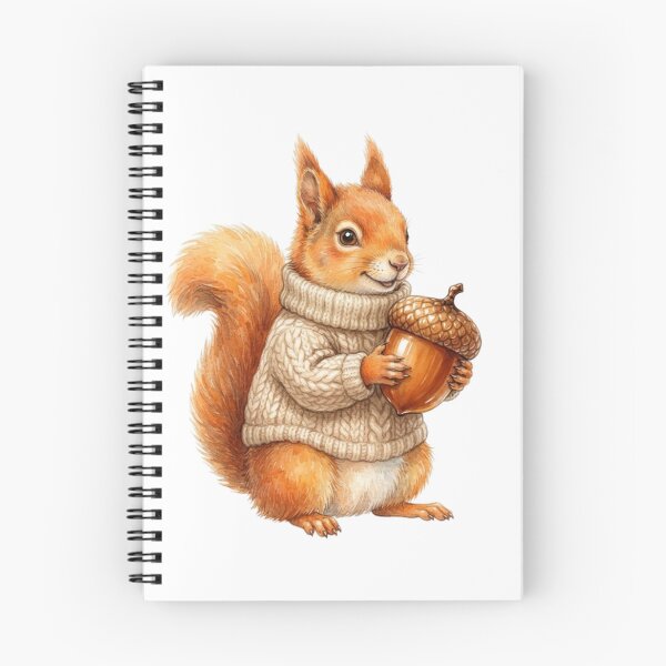 Item preview, Watercolor Cute Red Squirrel Wearing a Cozy Knitted Sweater Holding an Acorn designed and sold by VibranPalette.