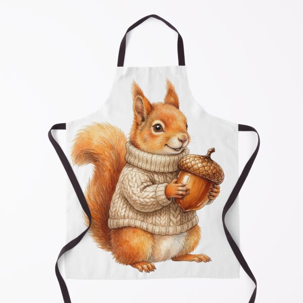 Item preview, Watercolor Cute Red Squirrel Wearing a Cozy Knitted Sweater Holding an Acorn designed and sold by VibranPalette.