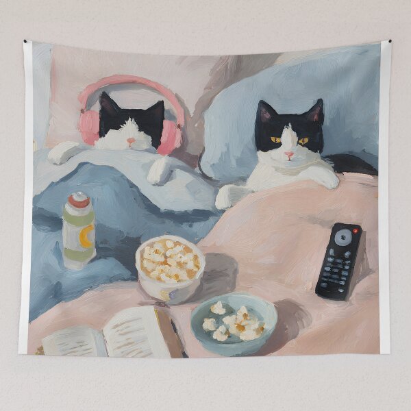 Item preview, Cat Couple Cozy Night In designed and sold by Design Atlas.