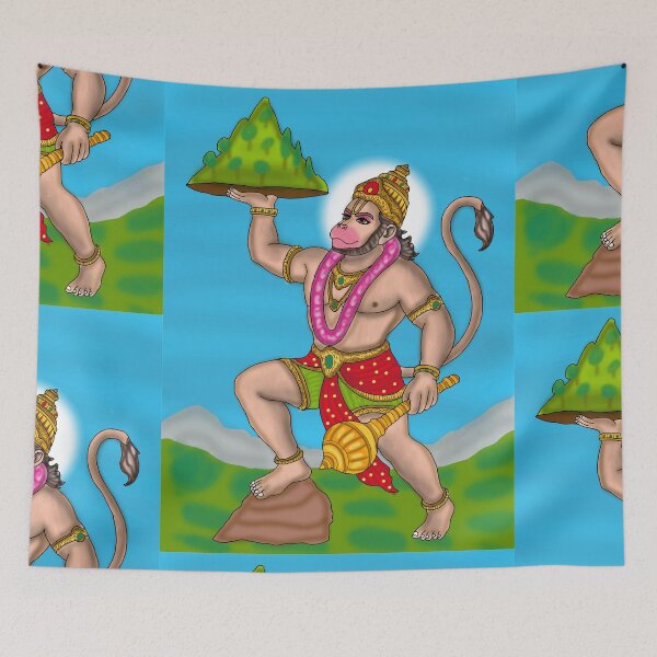 Item preview, Lord Hanuman Artwork | Powerful Hindu God Digital Painting Illustration designed and sold by Harshit_Digital_Arts.