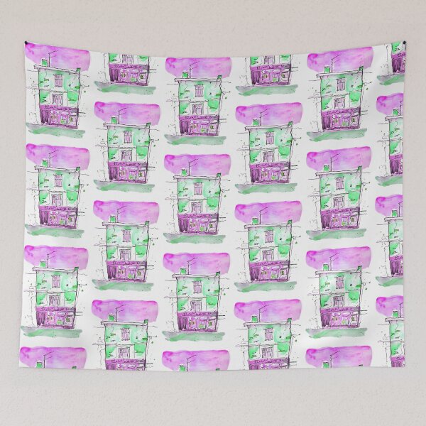 Item preview, Halloween Witch's Purple Magic Shop Front Watercolor designed and sold by Designs by Sara Felton.