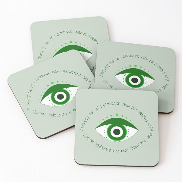 Item preview, Evil Eye Mantra for New Beginnings - Dark Green Eye designed and sold by TheThankfulTyne.