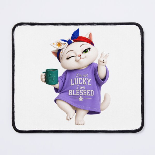Item preview, I’m not lucky I am blessed cat designed and sold by SHARAMDARA.