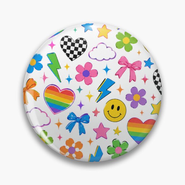 Item preview, Rainbow Hearts & Smiley Faces Seamless Pattern | Gen Z Retro Aesthetic Checkerboard, Lightning Bolts & Cute Colorful Floral Design designed and sold by RJACreative.