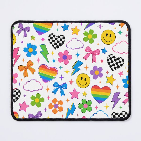 Item preview, Rainbow Hearts & Smiley Faces Seamless Pattern | Gen Z Retro Aesthetic Checkerboard, Lightning Bolts & Cute Colorful Floral Design designed and sold by RJACreative.