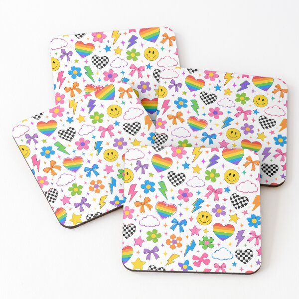 Item preview, Rainbow Hearts & Smiley Faces Seamless Pattern | Gen Z Retro Aesthetic Checkerboard, Lightning Bolts & Cute Colorful Floral Design designed and sold by RJACreative.