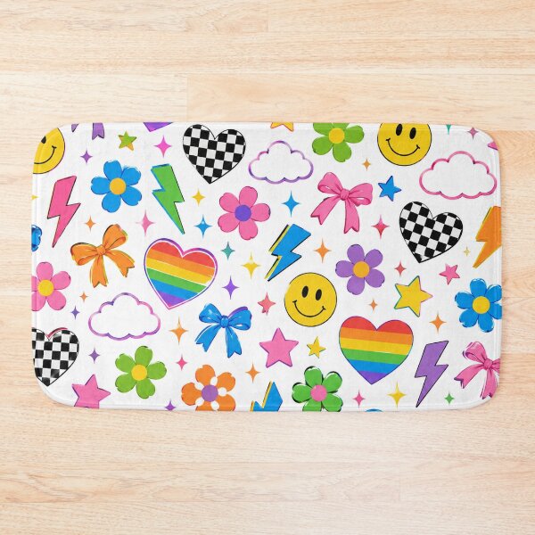 Item preview, Rainbow Hearts & Smiley Faces Seamless Pattern | Gen Z Retro Aesthetic Checkerboard, Lightning Bolts & Cute Colorful Floral Design designed and sold by RJACreative.
