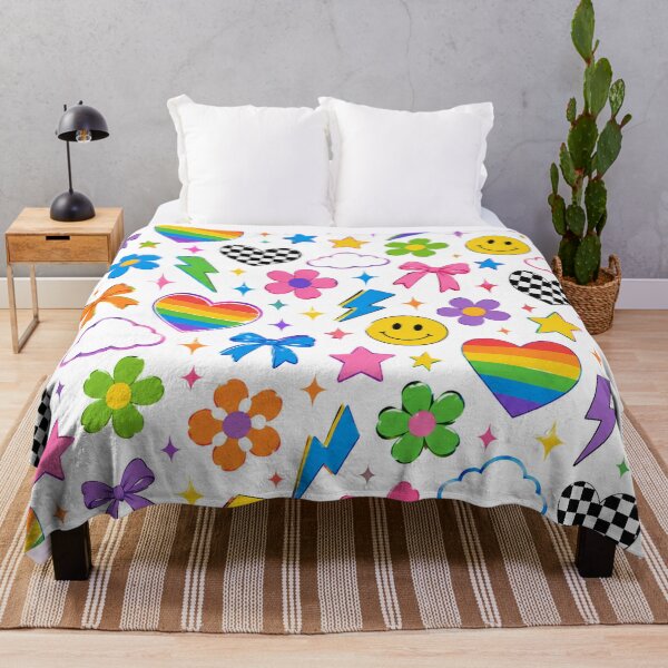 Item preview, Rainbow Hearts & Smiley Faces Seamless Pattern | Gen Z Retro Aesthetic Checkerboard, Lightning Bolts & Cute Colorful Floral Design designed and sold by RJACreative.
