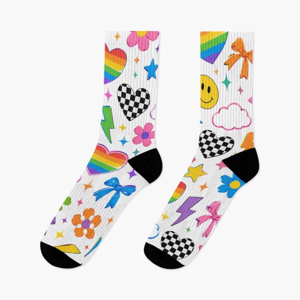 Item preview, Rainbow Hearts & Smiley Faces Seamless Pattern | Gen Z Retro Aesthetic Checkerboard, Lightning Bolts & Cute Colorful Floral Design designed and sold by RJACreative.