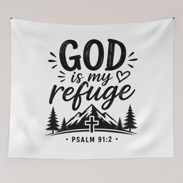 Item preview, God Is My Refuge | Psalm 91:2 | Christian Inspirational Quote | Colorful Faith Design designed and sold by MARSHORY.