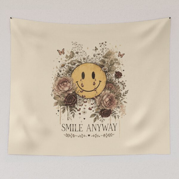 Item preview, Smile Anyway Street Art Floral Smiley Design designed and sold by WillCraftx.