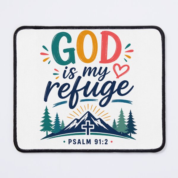 Item preview, God Is My Refuge | Psalm 91:2 | Christian Inspirational Quote | Colorful Faith Design designed and sold by MARSHORY.