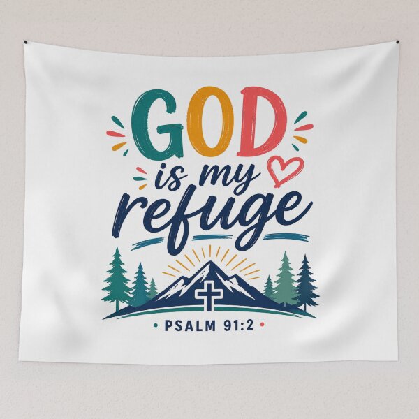 Item preview, God Is My Refuge | Psalm 91:2 | Christian Inspirational Quote | Colorful Faith Design designed and sold by MARSHORY.