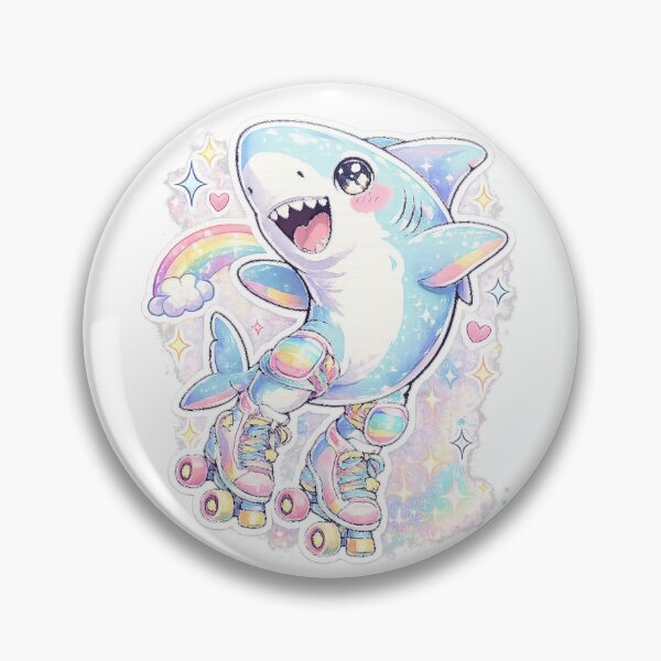Item preview, Cute Roller Skating Shark Sticker | Rainbow Kawaii Shark | Retro Pastel Roller Skate Animal Gift designed and sold by ArtByTripti.