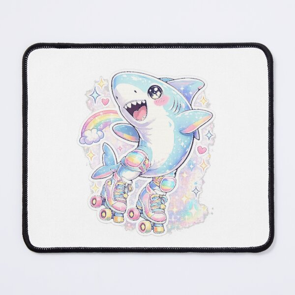 Item preview, Cute Roller Skating Shark Sticker | Rainbow Kawaii Shark | Retro Pastel Roller Skate Animal Gift designed and sold by ArtByTripti.