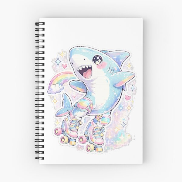 Item preview, Cute Roller Skating Shark Sticker | Rainbow Kawaii Shark | Retro Pastel Roller Skate Animal Gift designed and sold by ArtByTripti.