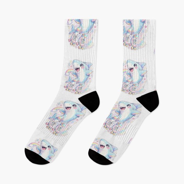 Item preview, Cute Roller Skating Shark Sticker | Rainbow Kawaii Shark | Retro Pastel Roller Skate Animal Gift designed and sold by ArtByTripti.