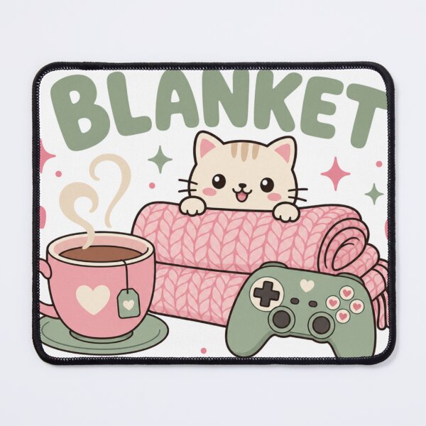 Item preview, Tea Blanket Controller Cozy Kawaii Gamer Cat designed and sold by BoosterShop.