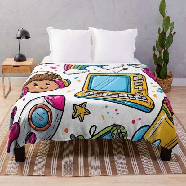 Item preview, Colorful Cute Kawaii Crayon Rocket Print Pattern designed and sold by RichardRags.