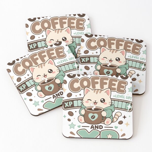 Item preview, Grinding Coffee and XP Cozy Kawaii Gamer Cat designed and sold by BoosterShop.