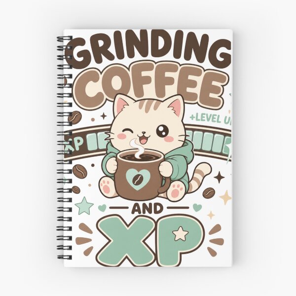 Item preview, Grinding Coffee and XP Cozy Kawaii Gamer Cat designed and sold by BoosterShop.
