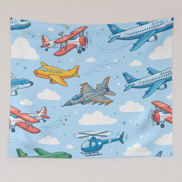 Item preview, Cute Kids Airplane Helicopter Sky Seamless Pattern designed and sold by ART ATTACK ZONE.