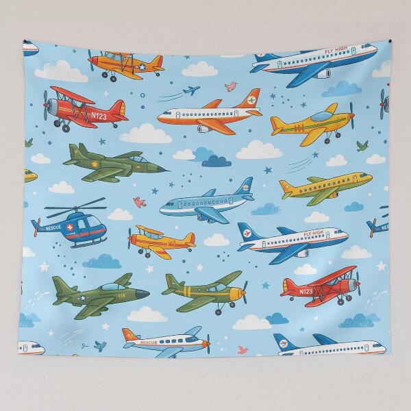 Item preview, A Cute Kids Airplane Helicopter Sky Seamless Pattern designed and sold by ART ATTACK ZONE.