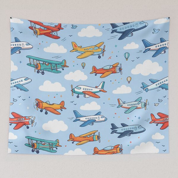 Item preview, B Cute Kids Airplane Helicopter Sky Seamless Pattern designed and sold by ART ATTACK ZONE.
