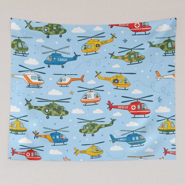 Item preview, Red Cute Kids Airplane Helicopter Sky Seamless Pattern designed and sold by ART ATTACK ZONE.