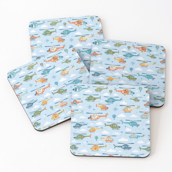 Item preview, Blue Cute Kids Airplane Helicopter Sky Seamless Pattern designed and sold by ART ATTACK ZONE.