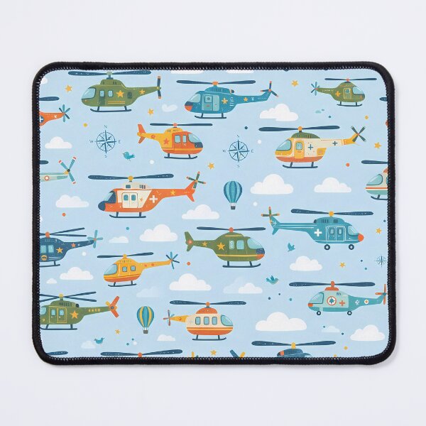 Item preview, Blue Cute Kids Airplane Helicopter Sky Seamless Pattern designed and sold by ART ATTACK ZONE.
