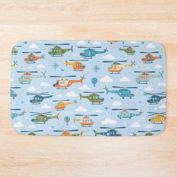 Item preview, Blue Cute Kids Airplane Helicopter Sky Seamless Pattern designed and sold by ART ATTACK ZONE.