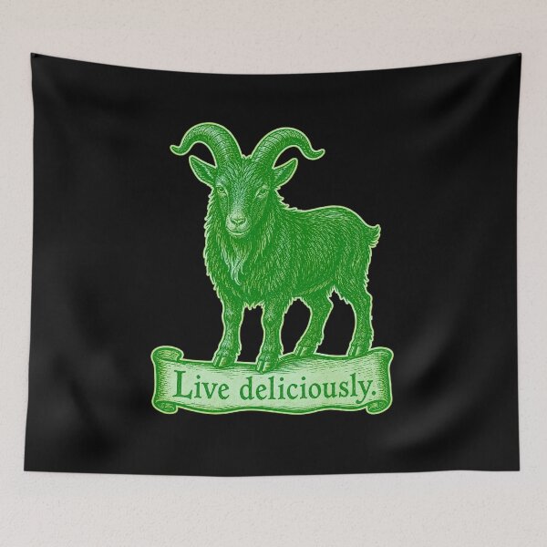 Item preview, Live Deliciously Vintage Black Goat Occult Folk Prints designed and sold by PinUpPizzazz.