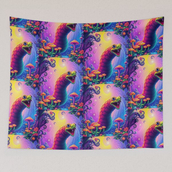 Item preview, Velvet Worm Neon Fantasy Forest | Psychedelic Cute Creature Art designed and sold by MystiColo.