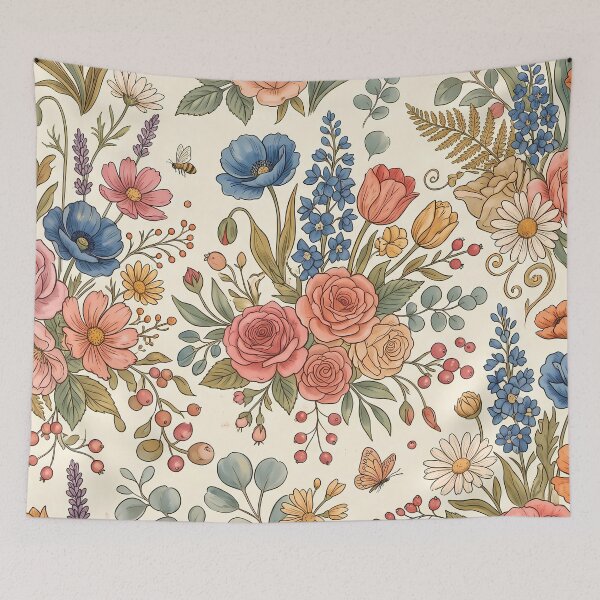 Item preview, Space Vintage Botanical Wildflower Garden Rose Floral Pattern designed and sold by ART ATTACK ZONE.